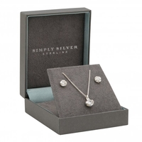 Sterling Silver 925 Cubic Zirconia 12ct Gold Polished Knot Set - Gift Boxed