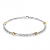Sterling Silver 925 Cubic Zirconia 2-Tone Mesh Station Bracelet