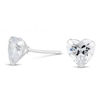 Sterling Silver 925 Cubic Zirconia 7mm Heart Stud Earring