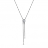 Sterling Silver 925 Cubic Zirconia Adjustable Pave Station Lariat Necklace