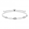 Sterling Silver 925 Cubic Zirconia and Polished Pave Station Toggle Bracelet