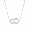 Sterling Silver 925 Cubic Zirconia And Rope Double Open Link Necklace