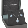 Sterling Silver 925 Cubic Zirconia Aqua Square Halo Set - Gift Boxed