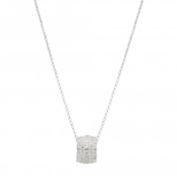 Sterling Silver 925 Cubic Zirconia Barrell Pendant Necklace