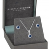 Sterling Silver 925 Cubic Zirconia Blue Round Halo Set