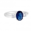 Sterling Silver 925 Cubic Zirconia Blue Tri Stone Ring
