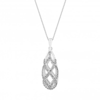 Sterling Silver 925 Cubic Zirconia Caged Pendant Necklace