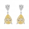 Sterling Silver 925 Cubic Zirconia Canary Yellow Pear Drop Earrings