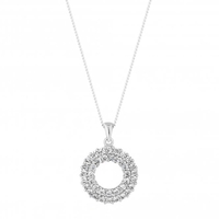 Sterling Silver 925 Cubic Zirconia Circle Pendant Necklace