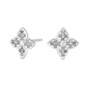 Sterling Silver 925 Cubic Zirconia Clover Stud Earring