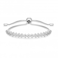 Sterling Silver 925 Cubic Zirconia Cluster Toggle Bracelet