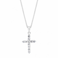 Sterling Silver 925 Cubic Zirconia Cross Pendant Necklace