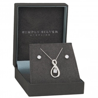 Sterling Silver 925 Cubic Zirconia Dancing Infinity Set - Gift Boxed