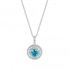 Sterling Silver 925 Cubic Zirconia Double Halo Aqua Necklace