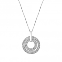 Sterling Silver 925 Cubic Zirconia Double Link Open Necklace