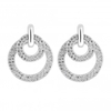 Sterling Silver 925 Cubic Zirconia Double Ring Drop Earring