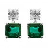 Sterling Silver 925 Cubic Zirconia Emerald Asscher Cut Drop Earrings