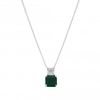 Sterling Silver 925 Cubic Zirconia Emerald Asscher Cut Pendant Necklace