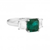 Sterling Silver 925 Cubic Zirconia Emerald Asscher Cut Ring