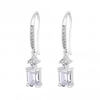Sterling Silver 925 Cubic Zirconia Emerald Cut Drop Earring