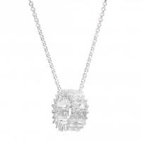 Sterling Silver 925 Cubic Zirconia Emerald Cut Open Necklace