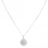 Sterling Silver 925 Cubic Zirconia Fancy Round Pendant Necklace