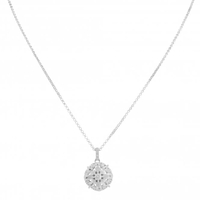 Sterling Silver 925 Cubic Zirconia Fancy Round Pendant Necklace