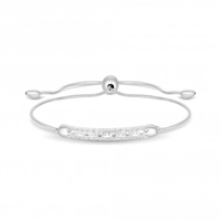 Sterling Silver 925 Cubic Zirconia Filigree Bar Toggle Bracelet