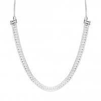 Sterling Silver 925 Cubic Zirconia Flat Chain Necklace
