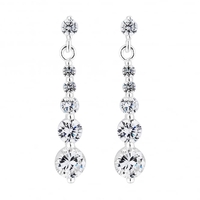 Sterling Silver 925 Cubic Zirconia Graduated Drop Earring