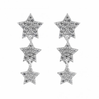 Sterling Silver 925 Cubic Zirconia Graduated Star Drop Earrings