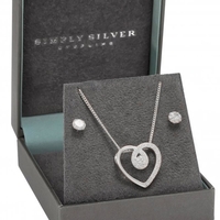 Sterling Silver 925 Cubic Zirconia Half Heart