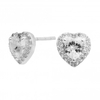 Sterling Silver 925 Cubic Zirconia Halo Heart Stud Earrings