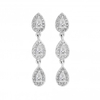 Sterling Silver 925 Cubic Zirconia Halo Pear 3 Drop Earring