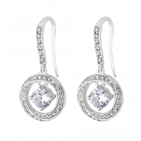 Sterling Silver 925 Cubic Zirconia Halo Round Drop Earring
