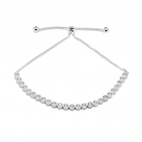 Sterling Silver 925 Cubic Zirconia Halo Toggle Bracelet