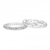 Sterling Silver 925 Cubic Zirconia Infinity Double Ring Set