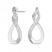 Sterling Silver 925 Cubic Zirconia Infinity Top Twist Drop Earring