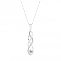 Sterling Silver 925 Cubic Zirconia Intertwined Pendant Necklace