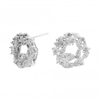 Sterling Silver 925 Cubic Zirconia Marquise Cluster Open Earrings