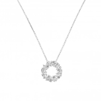 Sterling Silver 925 Cubic Zirconia Marquise Cluster Open Pendant Necklace