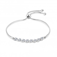 Sterling Silver 925 Cubic Zirconia Marquise Vine Toggle Bracelet