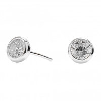 Sterling Silver 925 Cubic Zirconia Medium Besel Set Stud Earring