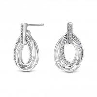 Sterling Silver 925 Cubic Zirconia Multi Oval Link Earring