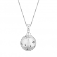 Sterling Silver 925 Cubic Zirconia Mysic Ball Pendant Necklace