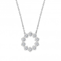 Sterling Silver 925 Cubic Zirconia Open Flower Necklace