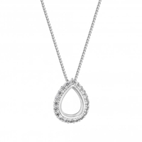 Sterling Silver 925 Cubic Zirconia Open Pear Necklace