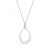 Sterling Silver 925 Cubic Zirconia Open Pear Necklace