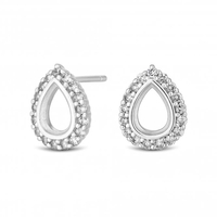 Sterling Silver 925 Cubic Zirconia Open Pear Stud Earring