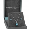 Sterling Silver 925 Cubic Zirconia Oval Aqua Blue Necklace And Earring Set - Gift Boxed
